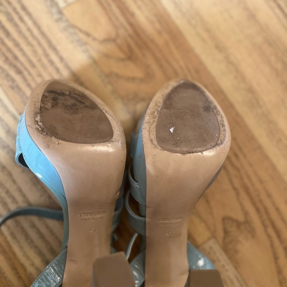 MIU MIU Patent Leather Platform Slanted High Heels Strappy Sandals - Size 41 - Picture 5 of 7